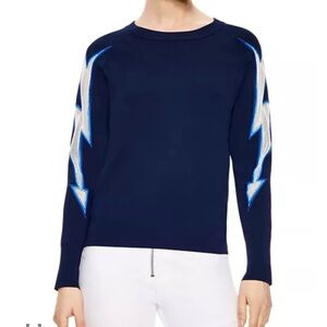 Sandro Navy Sweater with Lightning Bolt Design